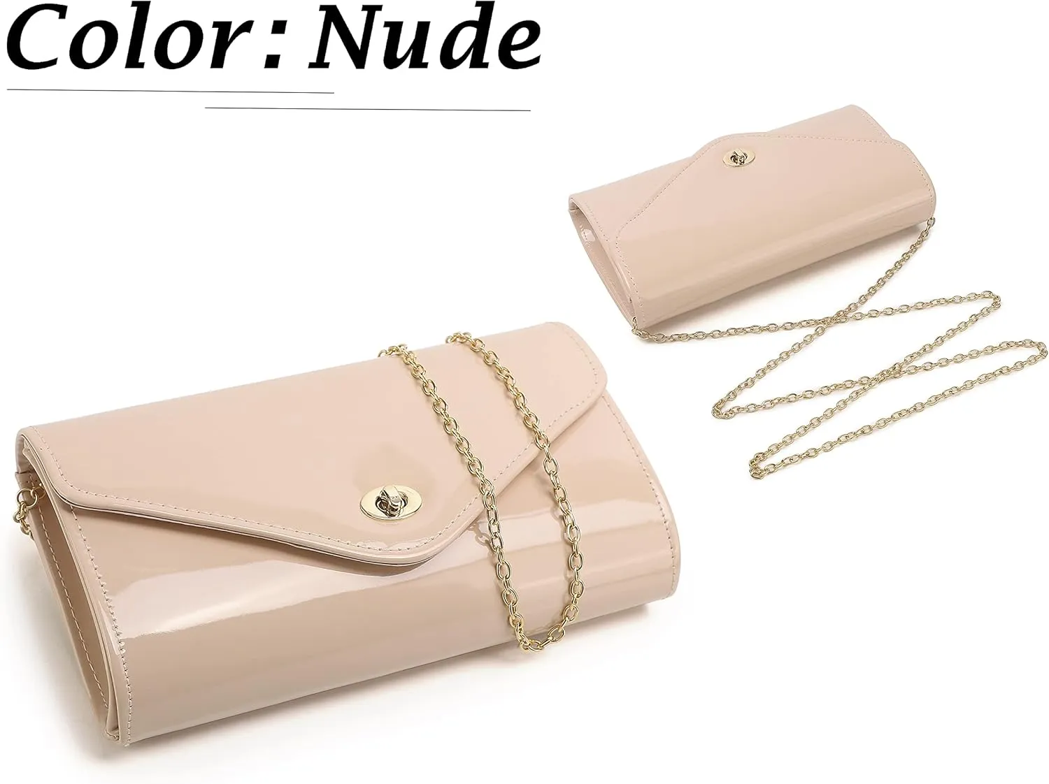 Patent leather envelope purse Shiny candy women's evening handbags for Concert Prom Party Present Handbag Purse