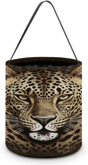 Patterned Leopard Head Halloween Tote Candy Bag Candy Basket Candy Bucket Gift Bag for Halloween Party