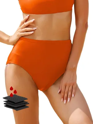 Period Swimwear-Menstrual Swimsuit Bikini Bottoms-High Waisted Leakproof Swim Bottoms for Teens Girls and Women.
