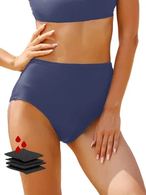 Period Swimwear-Menstrual Swimsuit Bikini Bottoms-High Waisted Leakproof Swim Bottoms for Teens Girls and Women.