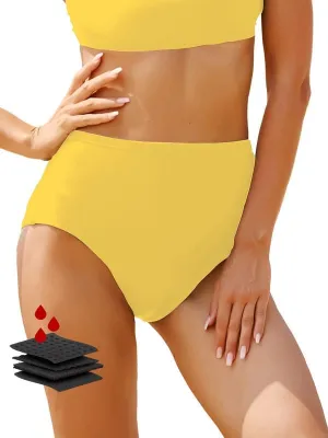 Period Swimwear-Menstrual Swimsuit Bikini Bottoms-High Waisted Leakproof Swim Bottoms for Teens Girls and Women.