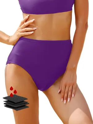 Period Swimwear-Menstrual Swimsuit Bikini Bottoms-High Waisted Leakproof Swim Bottoms for Teens Girls and Women.