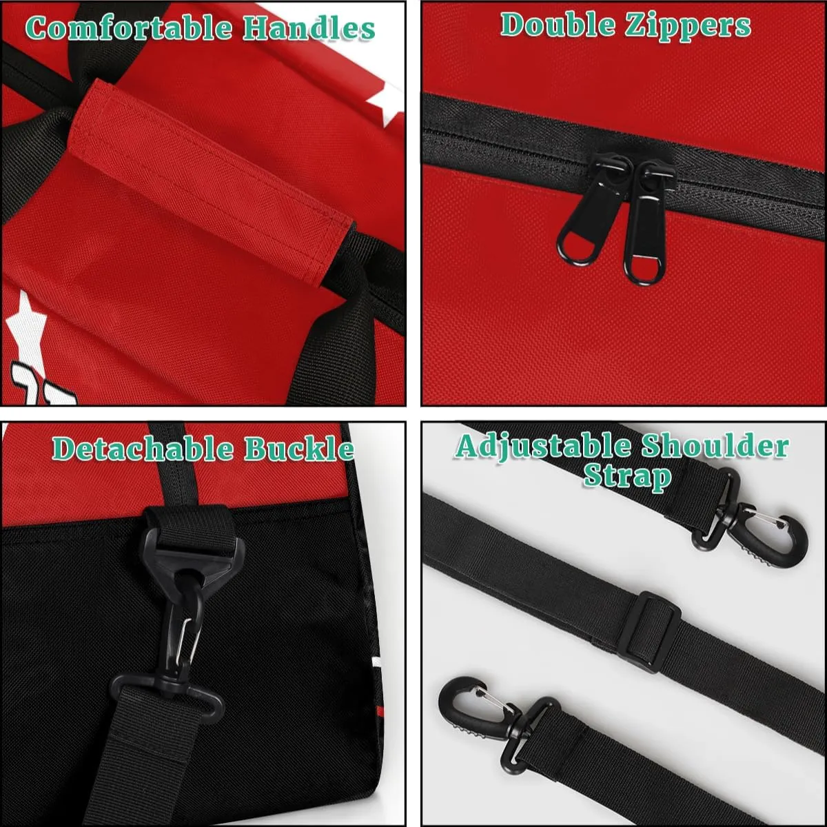 Personalize Cheer Duffel Bags with Custom Name & Text Sport Dance Gym Bags Garment Bags Gift for Girls Kids Cheerleaders Overnight Weekender Travel Red Black Star