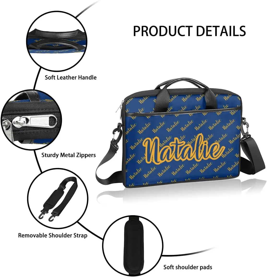 Personalized Name Laptop Bag Case Briefcases for Man Woman, Custom Computer Cases for Laptops, Tablet Shoulder Bag