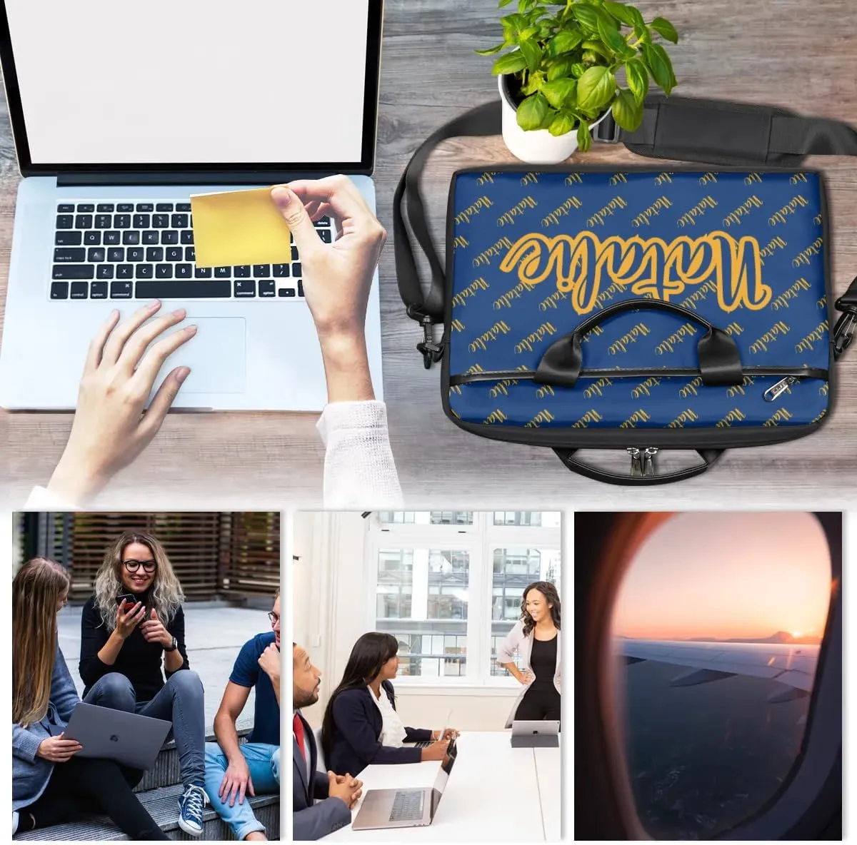 Personalized Name Laptop Bag Case Briefcases for Man Woman, Custom Computer Cases for Laptops, Tablet Shoulder Bag