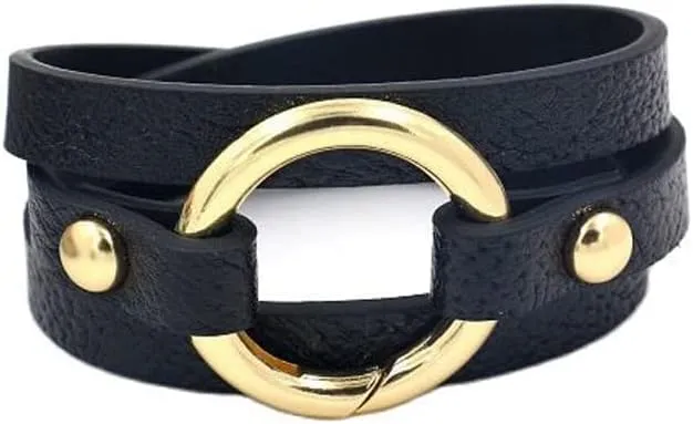 Pingyongchang Punk PU Leather Rope Wristband Around Bracelet Boho Wrap Multi Layer Faux Leather Cuff Bracelet for Women Gifts Jewelry Valentine Present