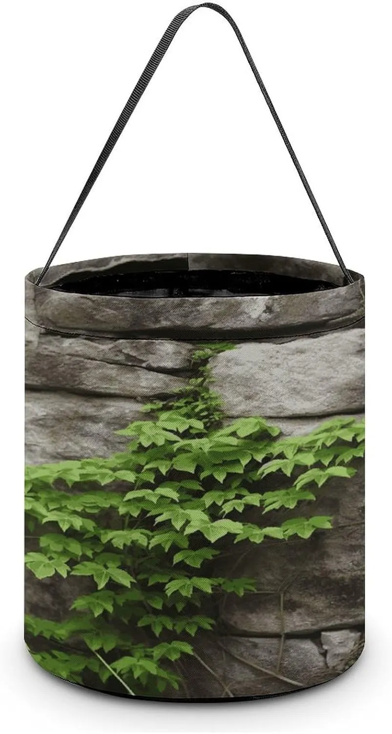 Plant on Stone Wall Halloween Tote Candy Bag Candy Basket Candy Bucket Gift Bag for Halloween Party