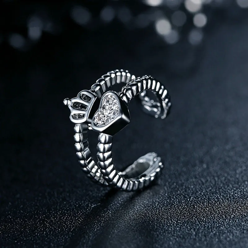 Platinum Plated Heart Shape Finger Ring with AAA Zircon for Women Anniversary Fashion Jewelry
