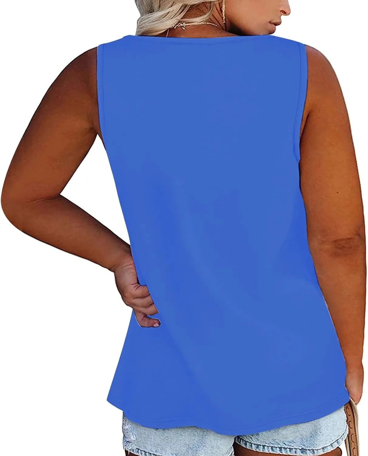 Plus Size Button Front Camisole Top Women's Sleeveless Casual Summer Relaxed Fit Layered Tank Shirt Vest