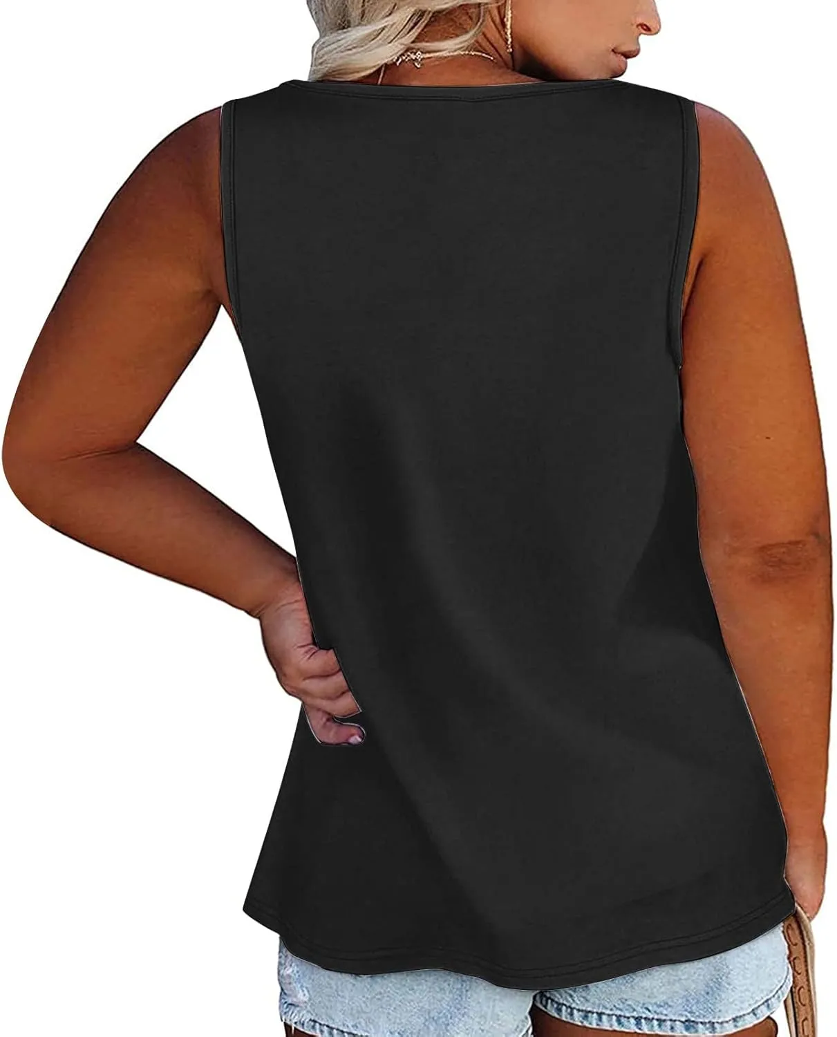 Plus Size Button Front Camisole Top Women's Sleeveless Casual Summer Relaxed Fit Layered Tank Shirt Vest
