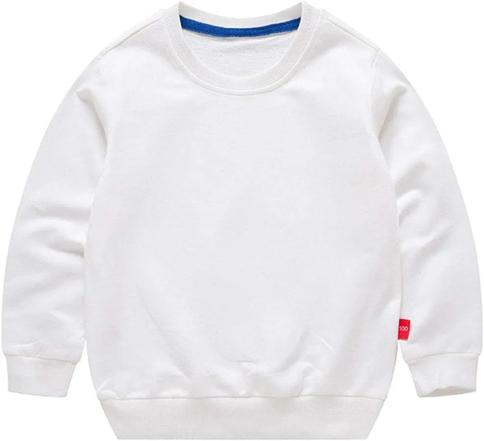 PTPuke Toddler Boys Girls Solid Cotton Thin Sweatshirt Long Sleeve top T-Shirts