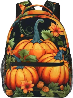 Pumpkin Flower Lightweight Laptop Backpack Lightweight Multipurpose Travel Casual Daypack Unisex College Backapcks for Men Women Adults Hiking Traveling Camping