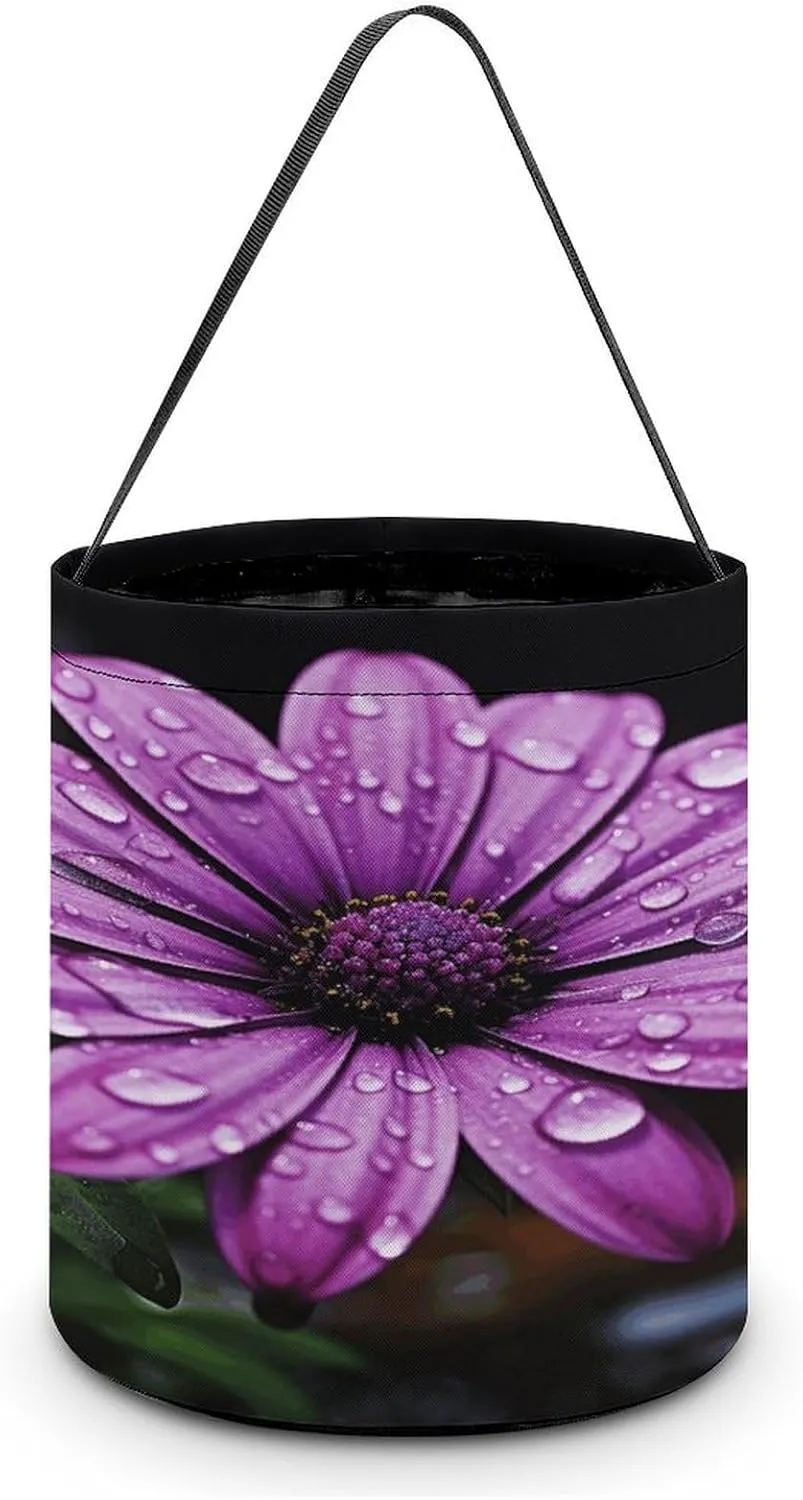 Purple Daisy Halloween Tote Candy Bag Candy Basket Candy Bucket Gift Bag for Halloween Party