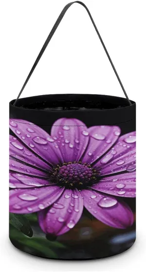 Purple Daisy Halloween Tote Candy Bag Candy Basket Candy Bucket Gift Bag for Halloween Party