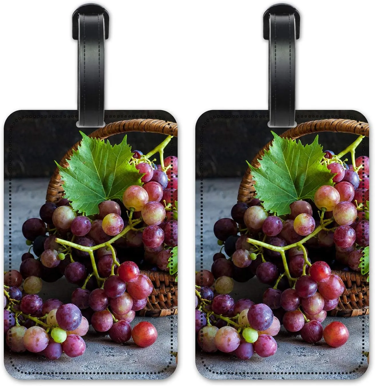 Purple Grapes in a Basket - Luggage ID Tags - Suitcase Identification Cards - Set of 2