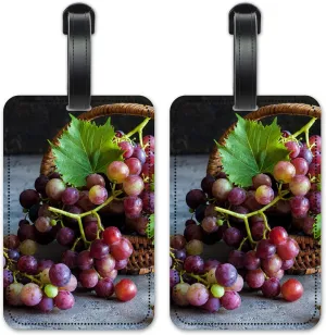 Purple Grapes in a Basket - Luggage ID Tags - Suitcase Identification Cards - Set of 2