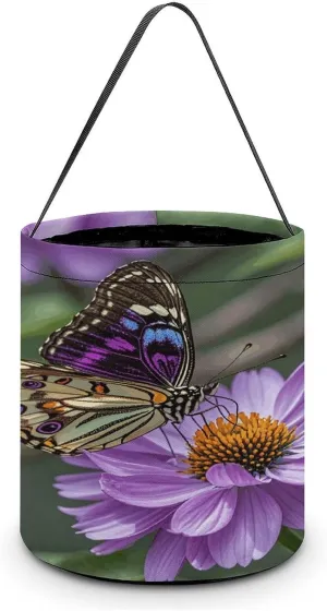 Purple Plum Butterfly Halloween Tote Candy Bag Candy Basket Candy Bucket Gift Bag for Halloween Party