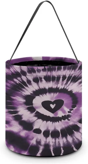 Purple Tie Dye Halloween Tote Candy Bag Candy Basket Candy Bucket Gift Bag for Halloween Party