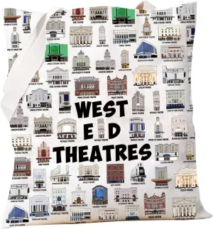 PXTIDY London West Musical Theatre Bag Musical Gift West Theatres Buildings Reusable Grocery Bag