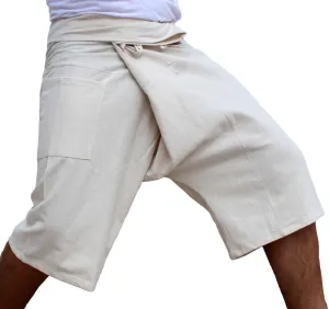 RaanPahMuang Thai Fisherman Shorts Men/Women, Loose Yoga, Pirate, Harem Pants, 100% Cotton, Unisex Kimono Pants