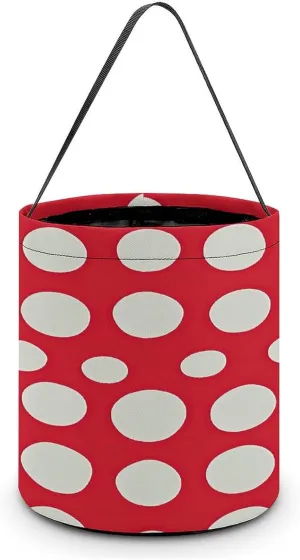 Red And White Polka Dots Halloween Tote Candy Bag Candy Basket Candy Bucket Gift Bag for Halloween Party