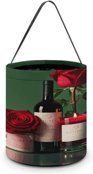 Red Wine Rose And Candle Halloween Tote Candy Bag Candy Basket Candy Bucket Gift Bag for Halloween Party