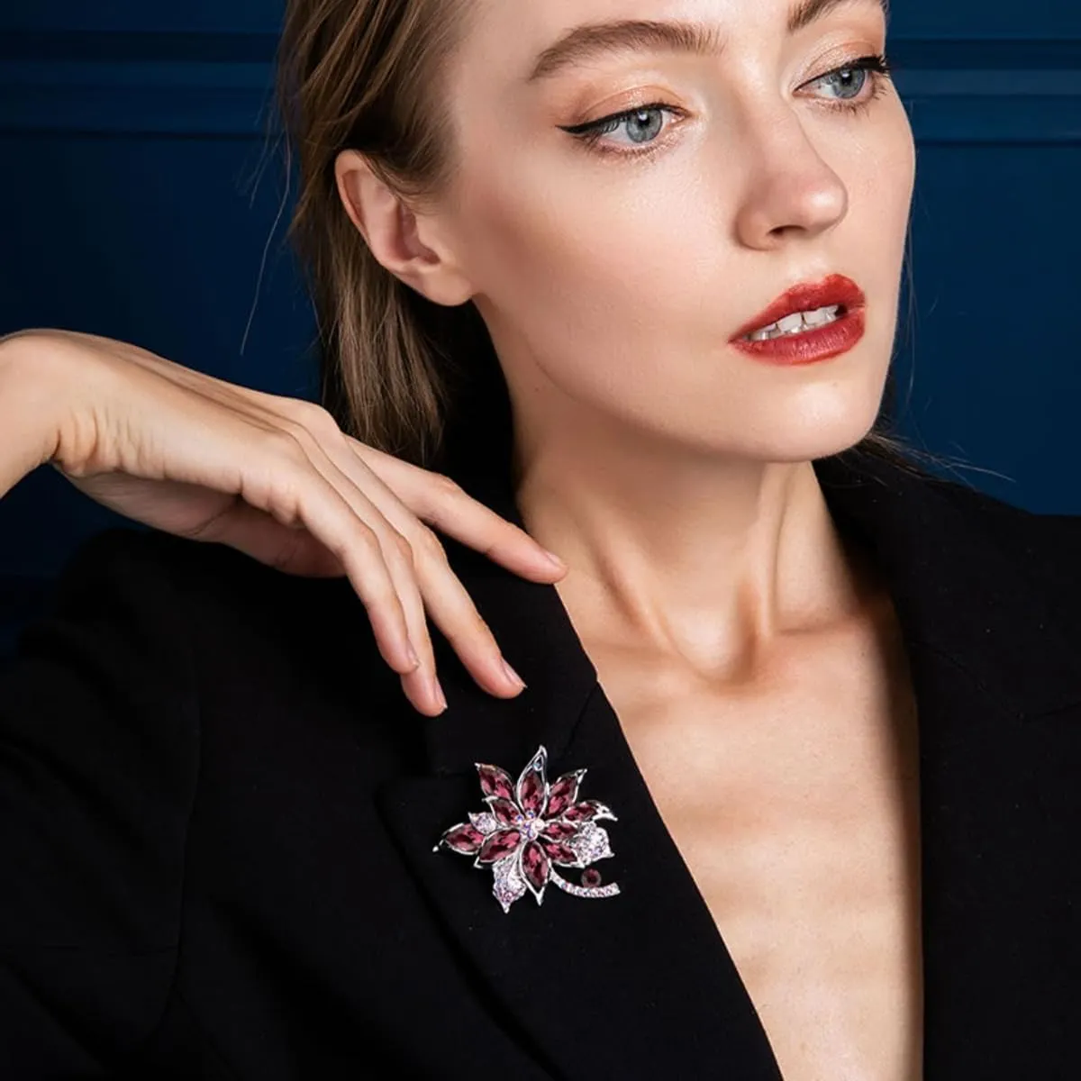 Rhinestone Flower Brooch Colourful Crystal Flower Brooch Big Large Bouquet Brooch Pin Wedding Ball Birthday Party Brooch Elegant Clothing Hat Bag Accessories Jewelly for Women