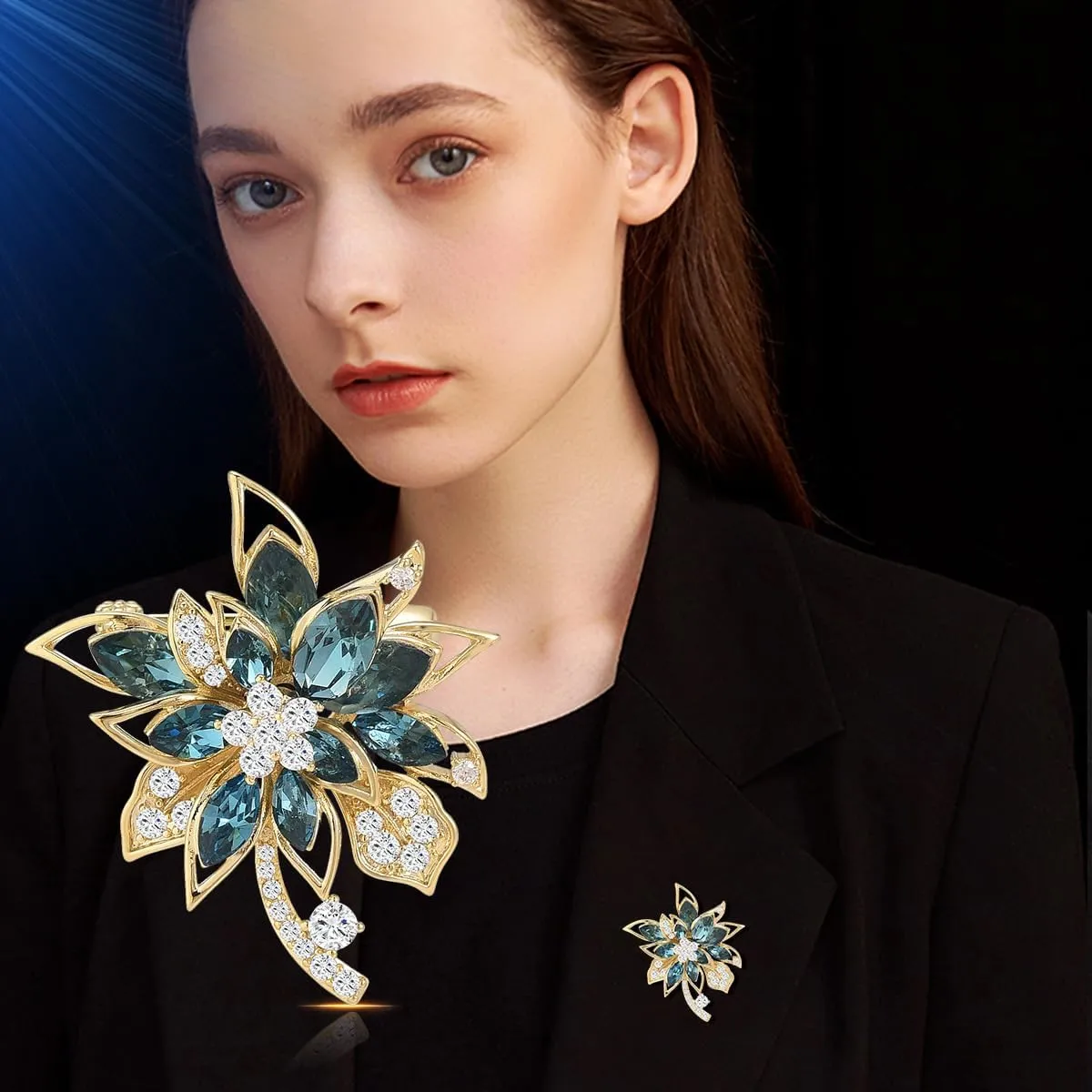 Rhinestone Flower Brooch Colourful Crystal Flower Brooch Big Large Bouquet Brooch Pin Wedding Ball Birthday Party Brooch Elegant Clothing Hat Bag Accessories Jewelly for Women