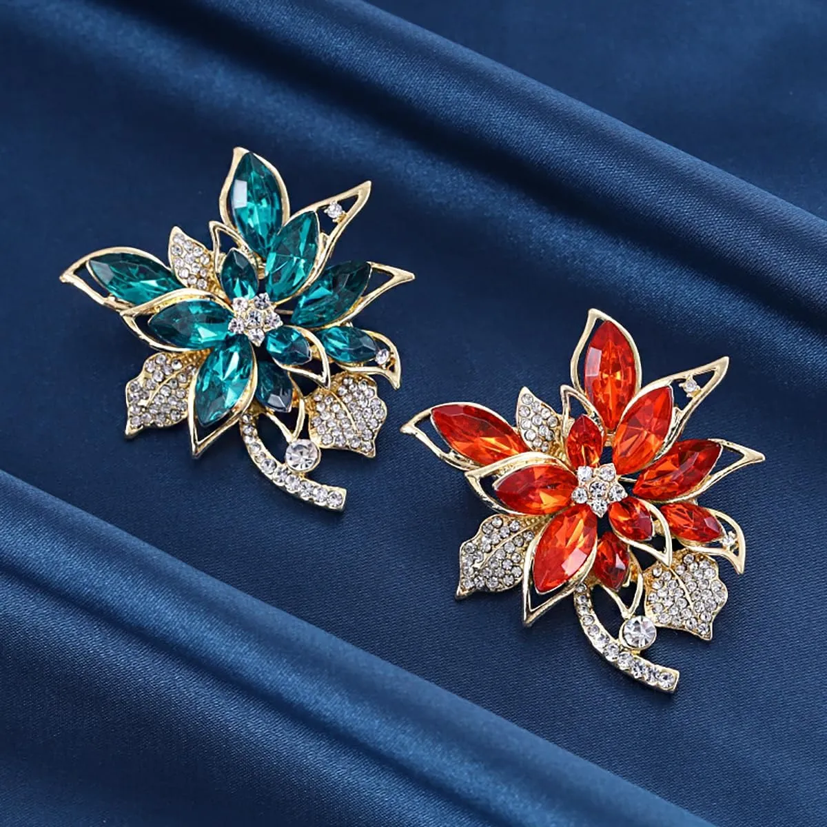 Rhinestone Flower Brooch Colourful Crystal Flower Brooch Big Large Bouquet Brooch Pin Wedding Ball Birthday Party Brooch Elegant Clothing Hat Bag Accessories Jewelly for Women