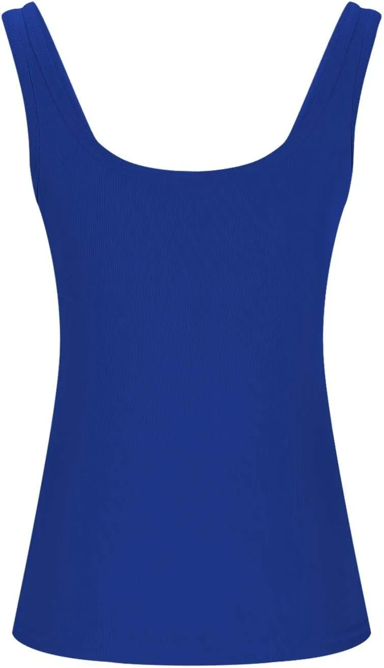Ribbed Tank Tops for Women Sleeveless Compression T Shirt Lightweight Workout Shirts Slim Fit Scoop Neck Camisole