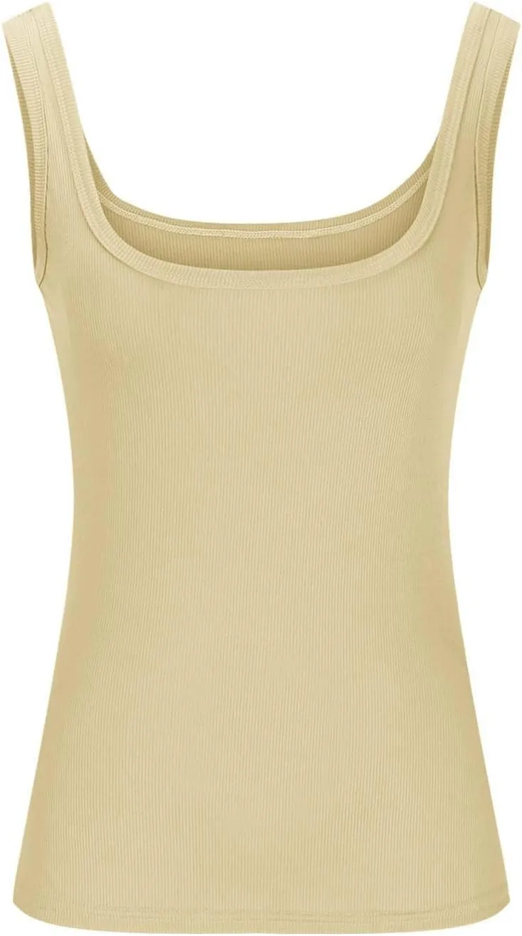 Ribbed Tank Tops for Women Sleeveless Compression T Shirt Lightweight Workout Shirts Slim Fit Scoop Neck Camisole
