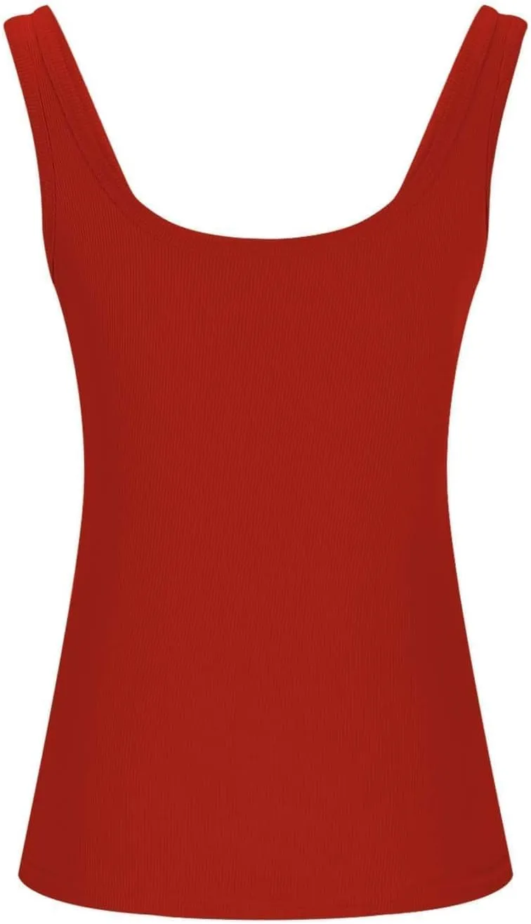 Ribbed Tank Tops for Women Sleeveless Compression T Shirt Lightweight Workout Shirts Slim Fit Scoop Neck Camisole