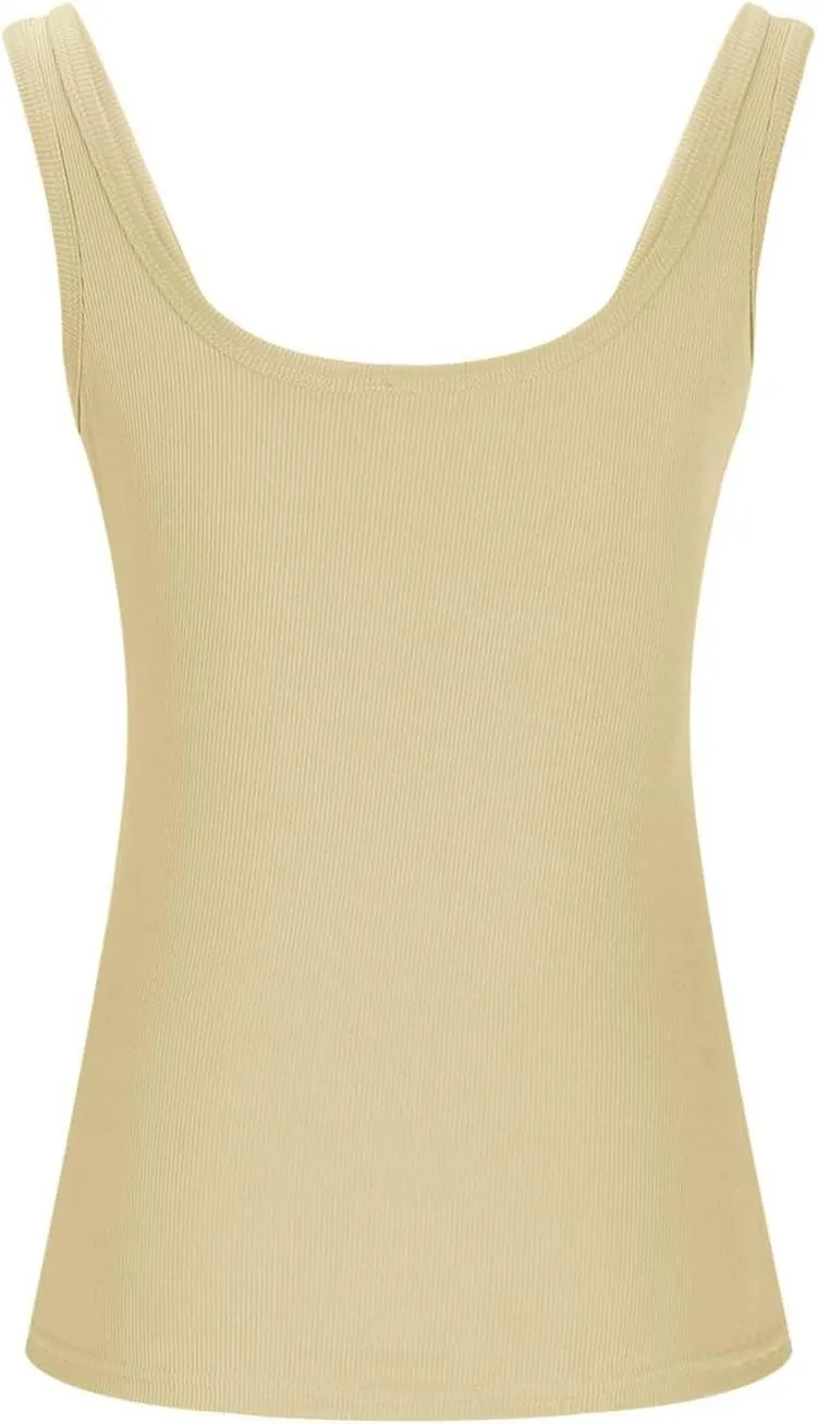 Ribbed Tank Tops for Women Sleeveless Compression T Shirt Lightweight Workout Shirts Slim Fit Scoop Neck Camisole