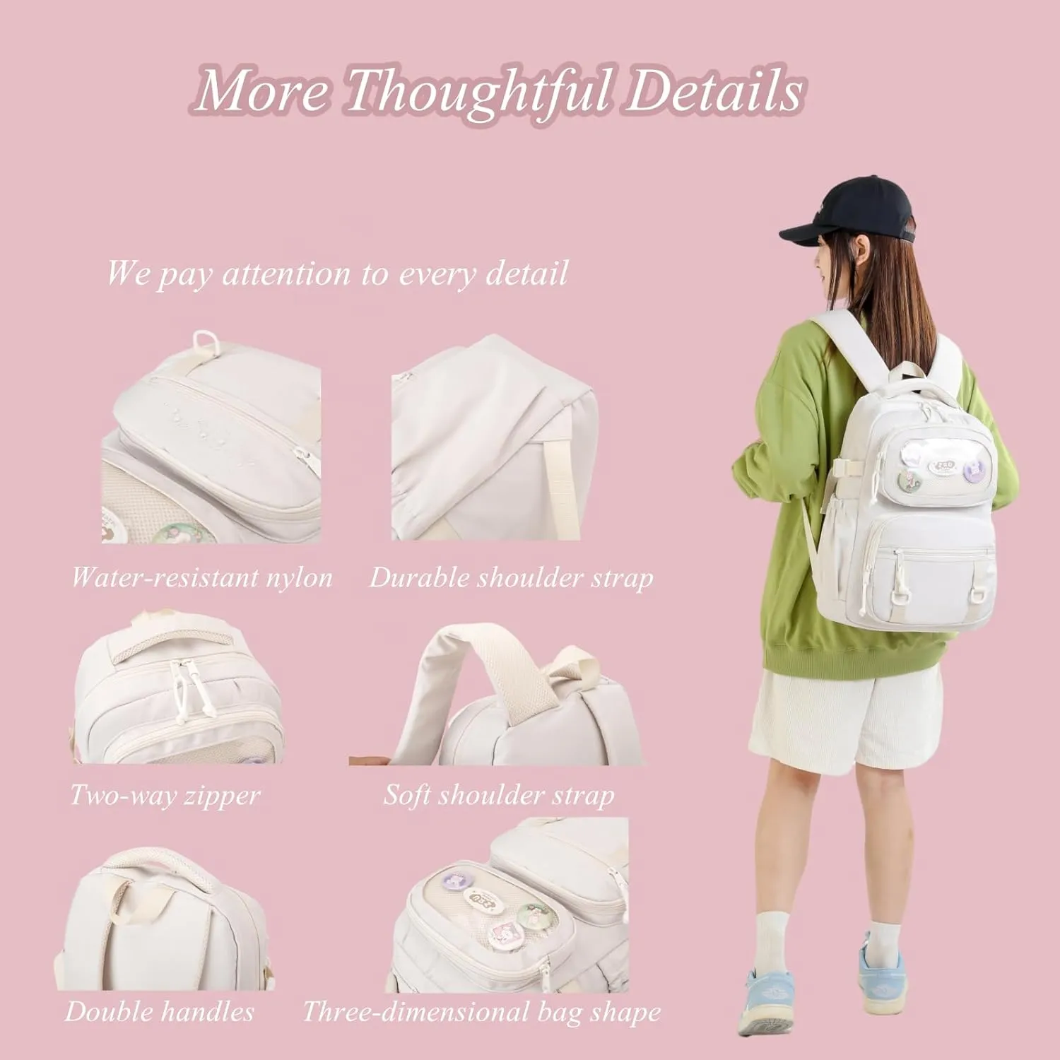 Rolling Backpacks for Girls Plain School Backpack Cute Girls Backpack with Wheels