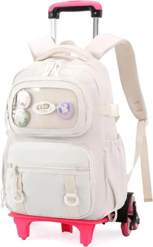 Rolling Backpacks for Girls Plain School Backpack Cute Girls Backpack with Wheels