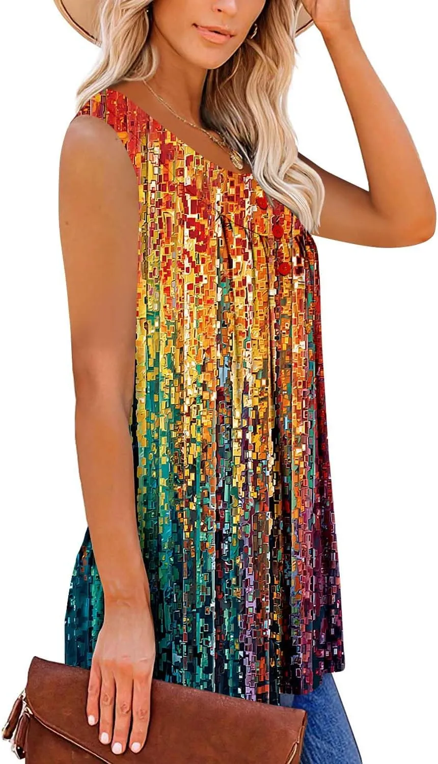 ROSELINLIN Womens Tank Tops and Short Sleeve Floral Summer Tops