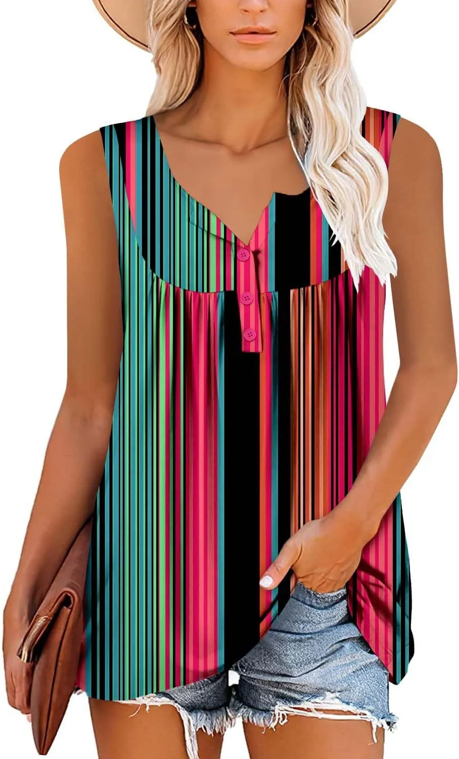 ROSELINLIN Womens Tank Tops and Short Sleeve Floral Summer Tops