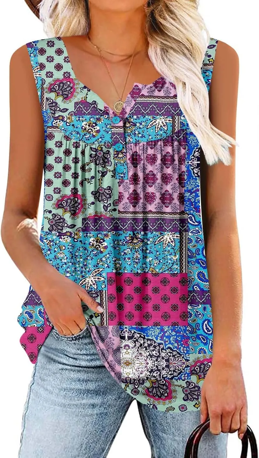 ROSELINLIN Womens Tank Tops and Short Sleeve Floral Summer Tops