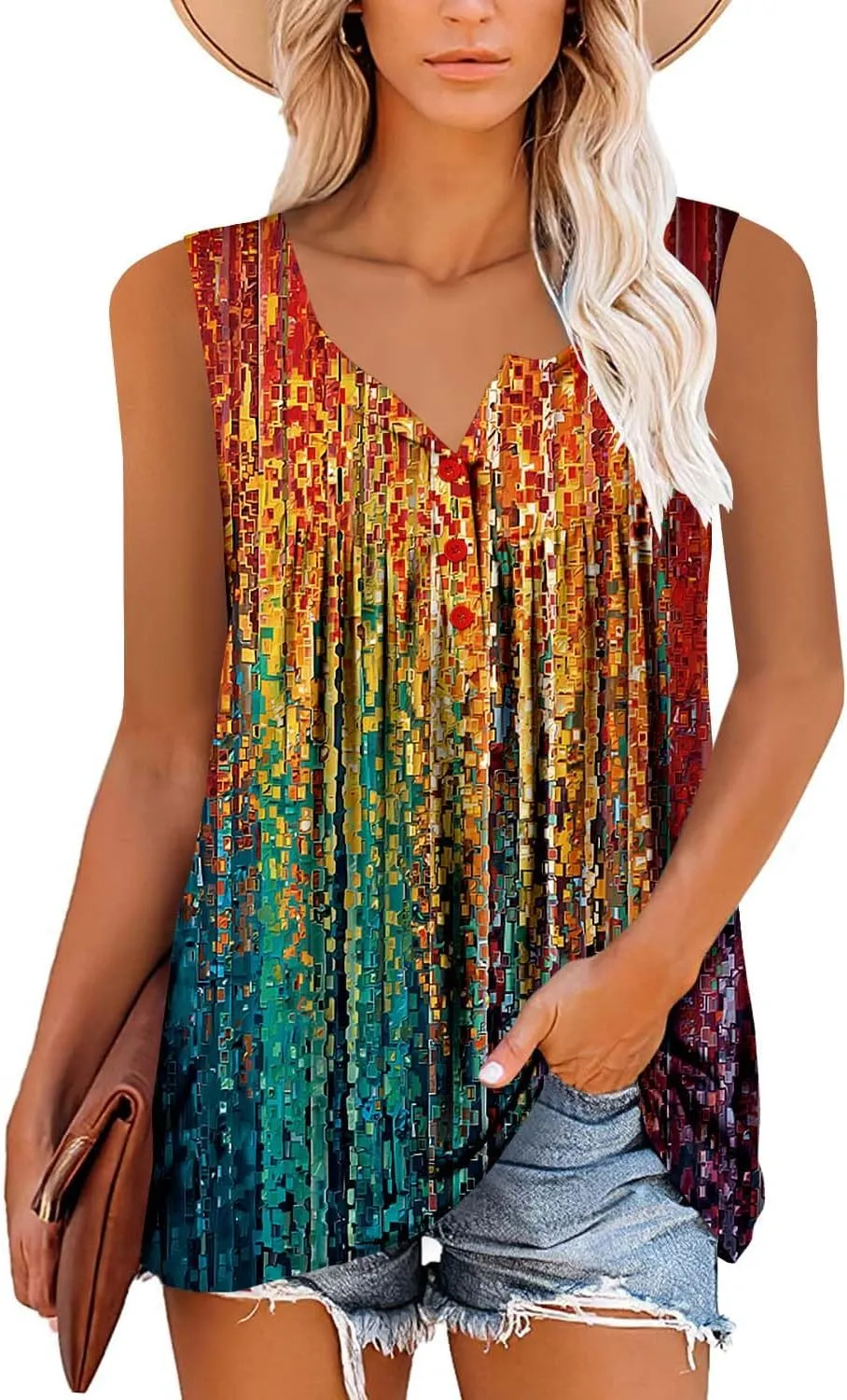 ROSELINLIN Womens Tank Tops and Short Sleeve Floral Summer Tops