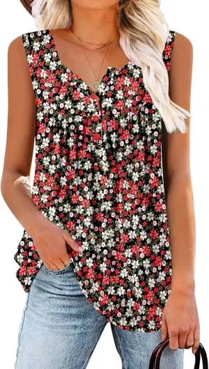 ROSELINLIN Womens Tank Tops and Short Sleeve Floral Summer Tops