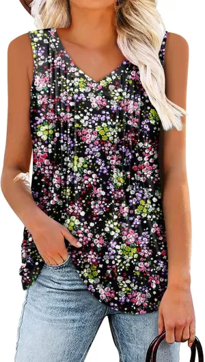 ROSELINLIN Womens Tank Tops Summer Tunic Tops Floral Sleeveless Shirts
