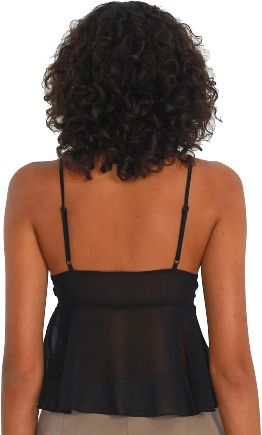 RUEWEY Women's Summer Tie Up Camisole Tops Lace Sleeveless V Neck Irregular Ruffle Bustier Tops Crop Tops