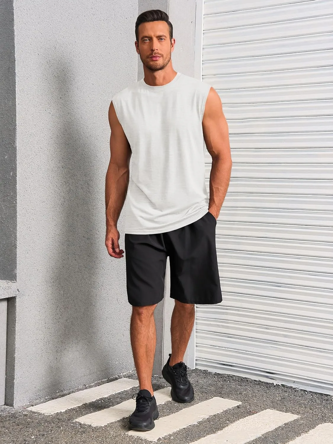 Runcati Mens Workout Tank Tops Sleeveless Muscle Cut Off Shirt Athletic Gym T Shirts