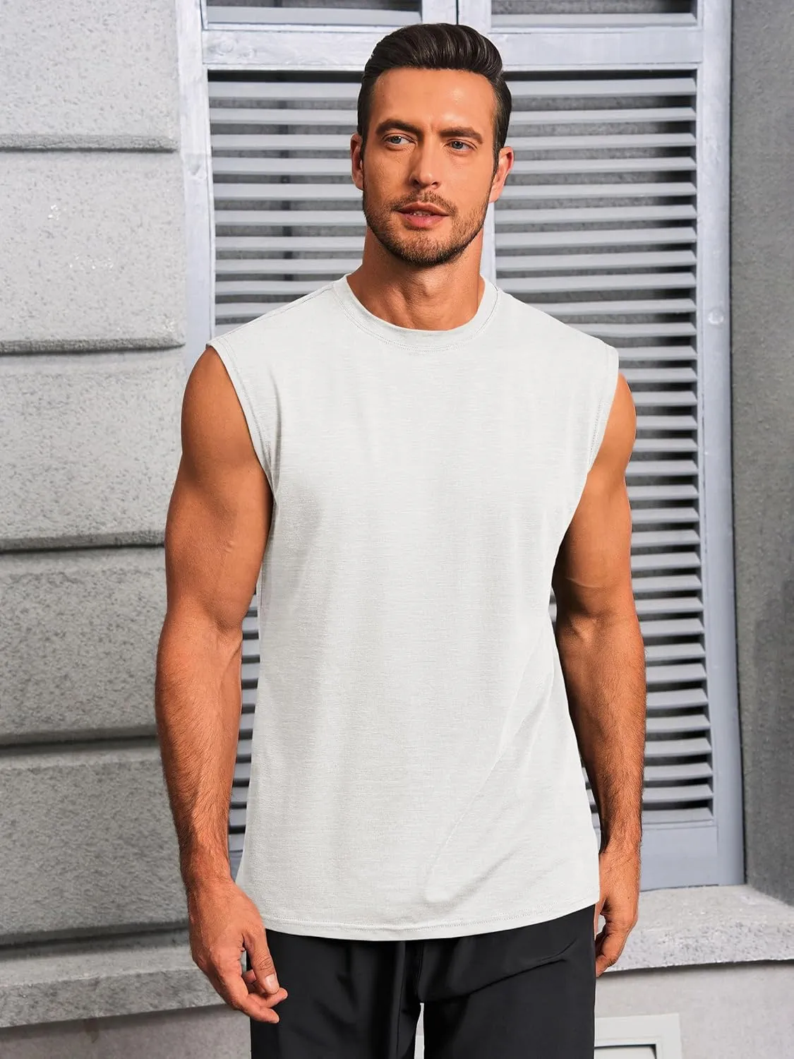 Runcati Mens Workout Tank Tops Sleeveless Muscle Cut Off Shirt Athletic Gym T Shirts