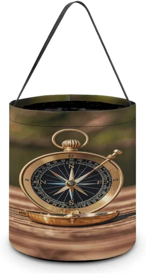 Sail Boat Nautical Compass Halloween Tote Candy Bag Candy Basket Candy Bucket Gift Bag for Halloween Party