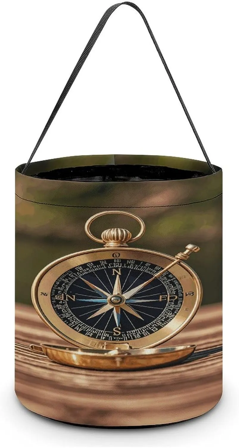 Sail Boat Nautical Compass Halloween Tote Candy Bag Candy Basket Candy Bucket Gift Bag for Halloween Party