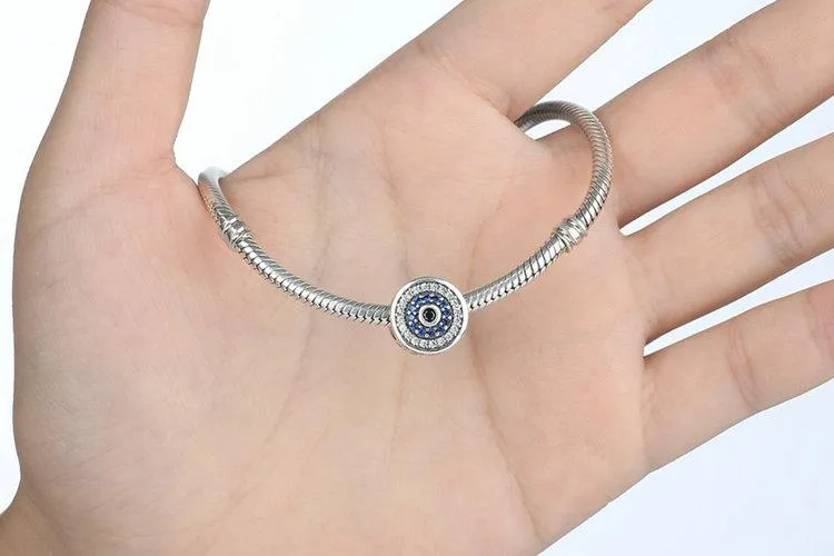 Samsara Blue & White Cubic Zirconia Charm 925 Sterling Silver