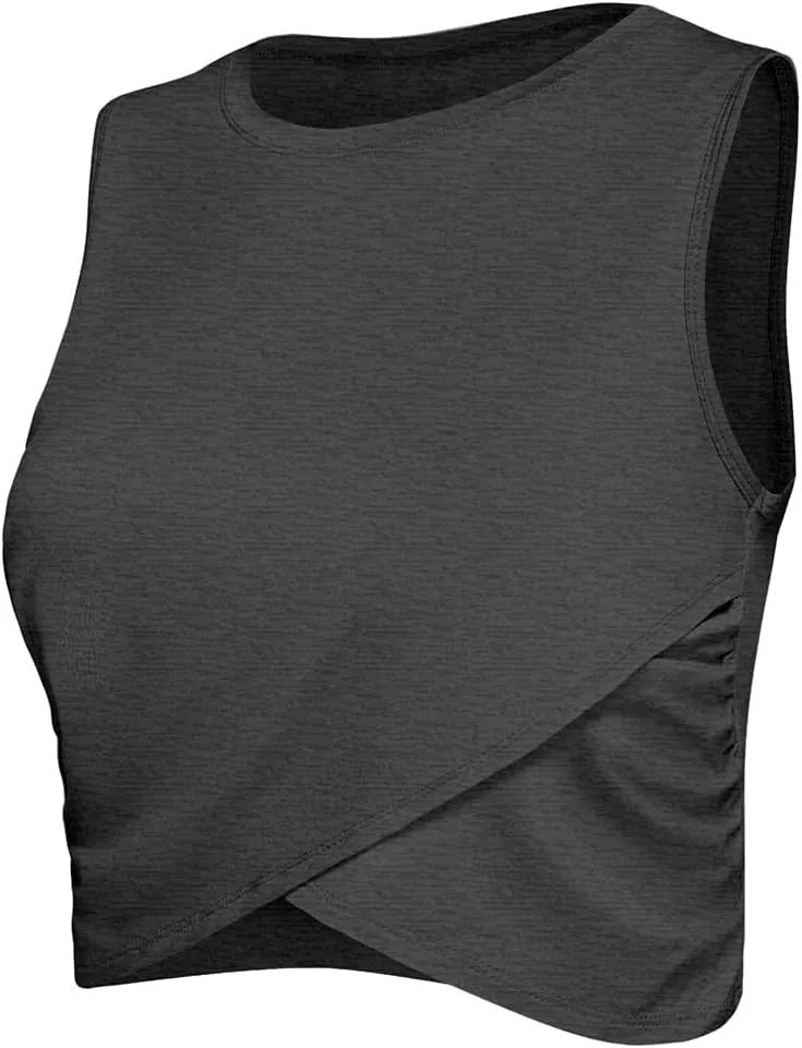 Sanutch Yoga Crop Tops Dance Tops Fitted Workout Crop Tops Yoga Tank Tops Athletic Sports Shirts for Women