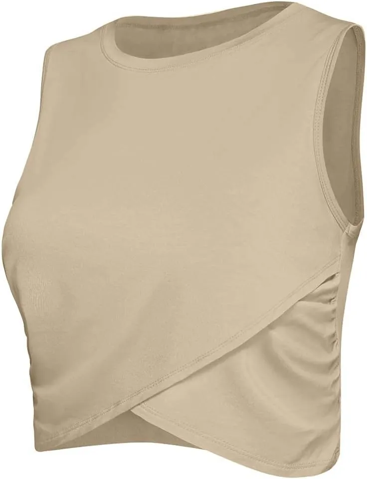Sanutch Yoga Crop Tops Dance Tops Fitted Workout Crop Tops Yoga Tank Tops Athletic Sports Shirts for Women