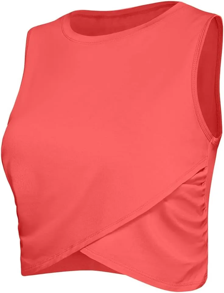 Sanutch Yoga Crop Tops Dance Tops Fitted Workout Crop Tops Yoga Tank Tops Athletic Sports Shirts for Women